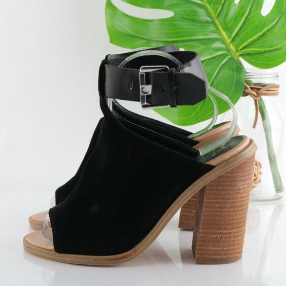 Marc Fisher Womens Vashi Sandal Size 9 Black Suede Block Heel Ankle Strap Bootie - Picture 8 of 12